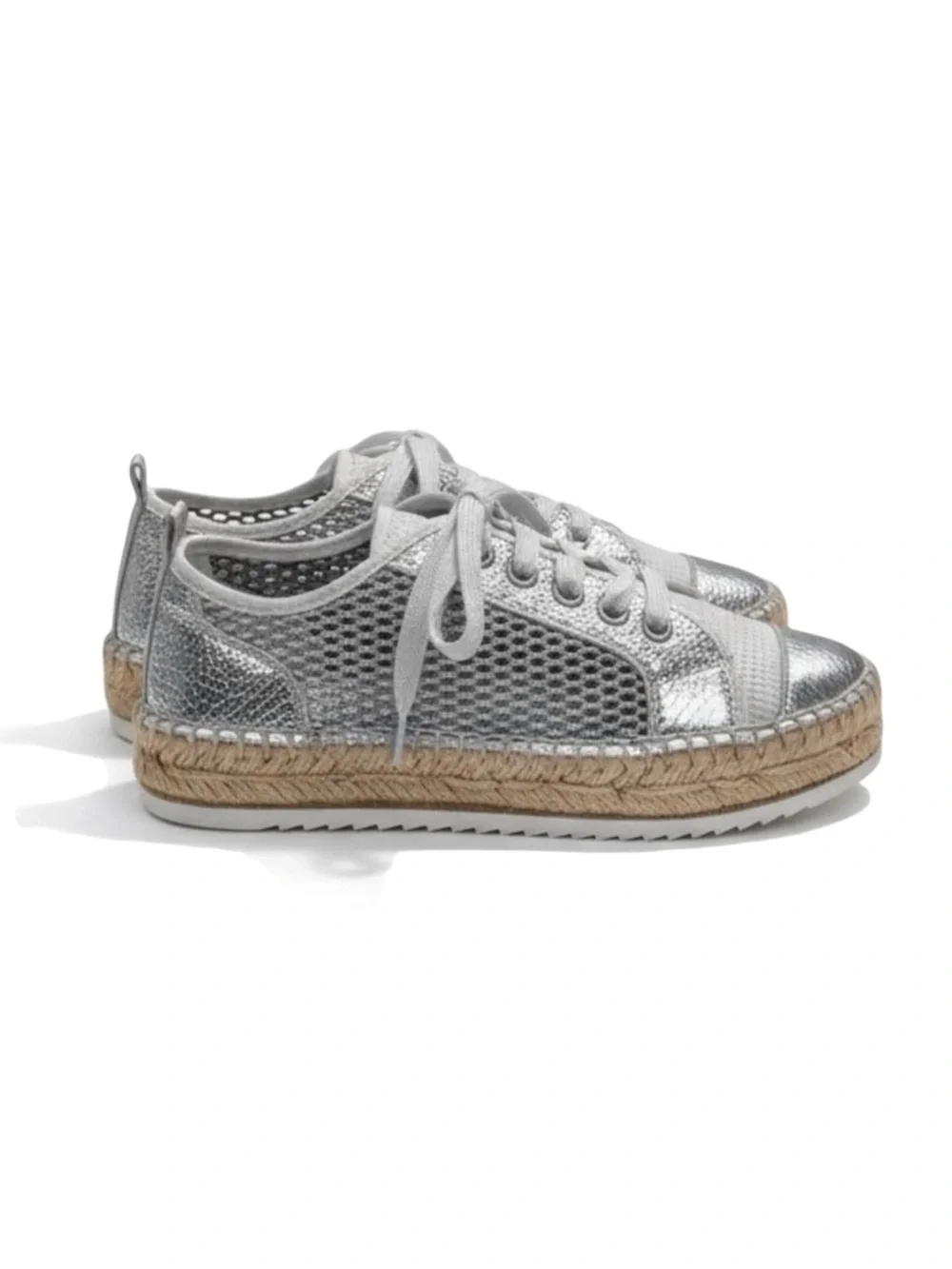 Cruz’n Shoes 𖦹 Handmade Double Sole Espadrilles 𖦹 Silver Metallic Crackle 𖦹 37